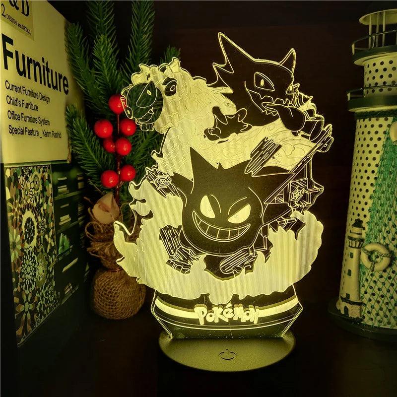 Gotta Catch 'Em All... for Your Nightstand! Pokémon Gengar Evolution 3D LED Night Light - 7 Colors, USB Powered, Perfect Gift for Fans