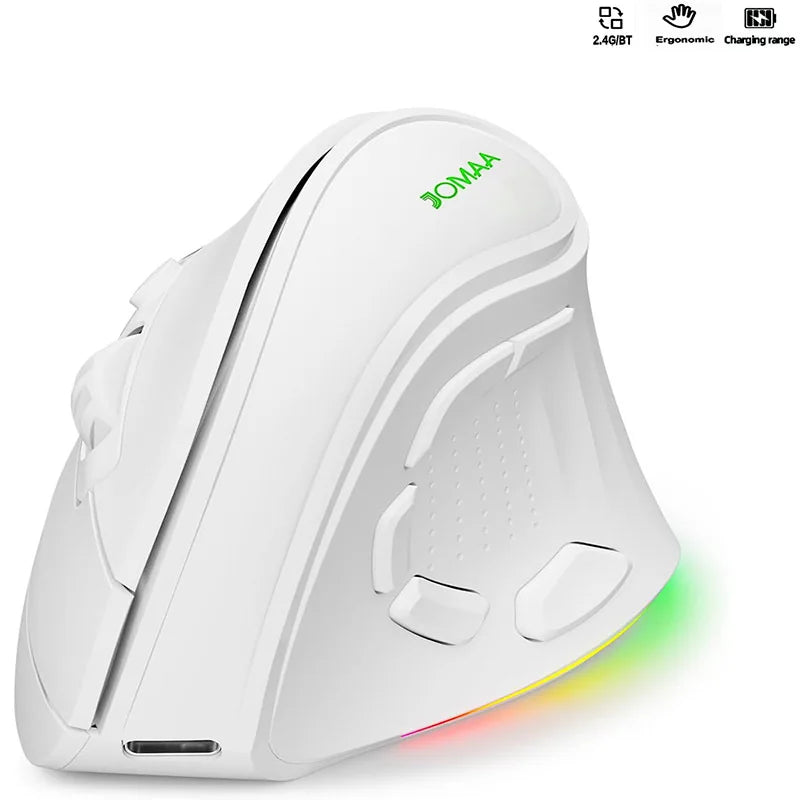 9 Buttons RGB Backlit Ergonomic Vertical Wireless Mouse 4000 DPI BT Dual Modes Rechargeable Wireless Silent Mouse for Desktop