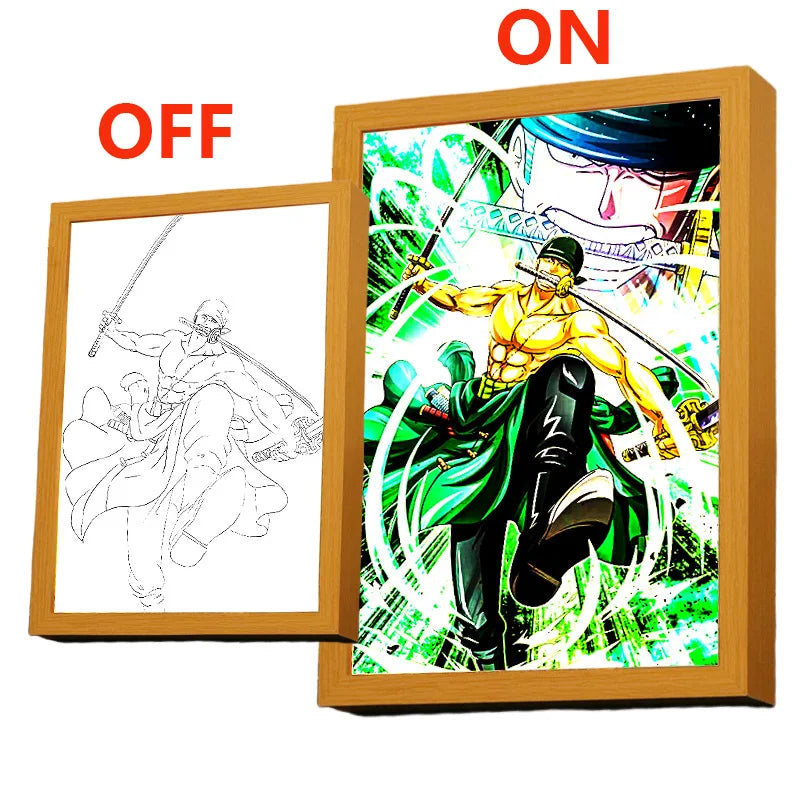 One Piece LED Light Painting – Zoro & Luffy Moon Lamp for Anime Fans