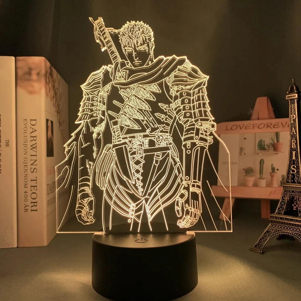 Berserk Guts 3D LED Night Light – Anime Acrylic Lamp with Remote Control