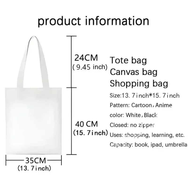 Totoro Studio Ghibli Fashion Print Ladies Shopping Bag Handbag Foldable Reusable Harajuku Style Bag Student Tote Bag Storage Bag