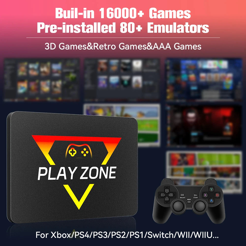 Portable Retro Gaming SSD 80+Emulators for PS5/PS4/PS3/PS2/XBOX One/SWITCH/WII/DC 16191 Games Launchbox&Retrobat&Playnite for PC