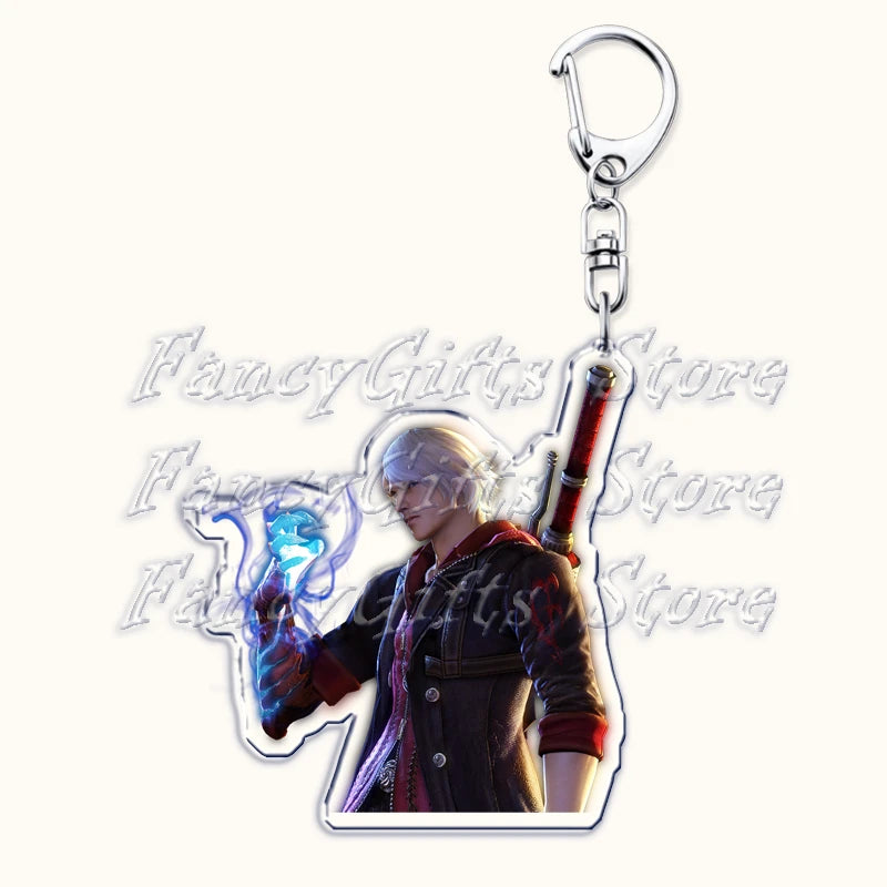 Calssic Demon Video Game Chibi Keychains for Accessories Bag Dante Vergil Nero Sparda Lady Trish V Keyrings Jewelry Gaming Gifts
