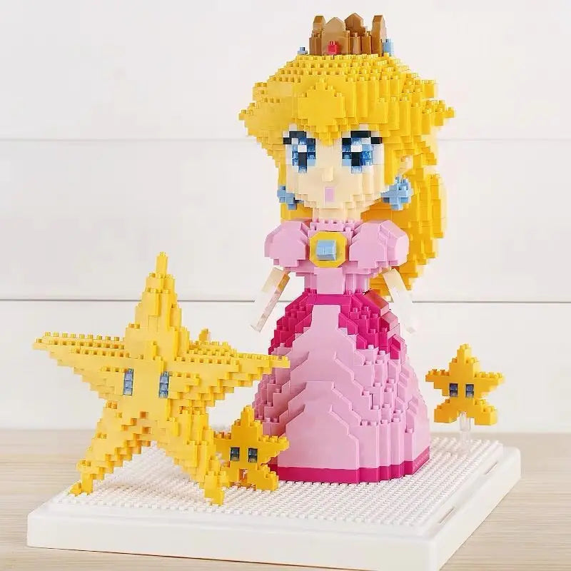 Herocross disney Peach Princess 2508pcs Super Micro Blocks Star Pink Girl Mini DIY Building Blocks Brick Toys For Children Gifts