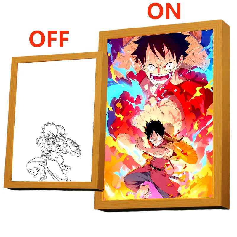 One Piece LED Light Painting – Zoro & Luffy Moon Lamp for Anime Fans