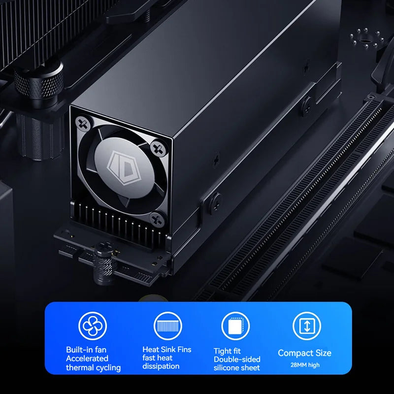 ID-COOLING M.2 NVMe Radiator 12000RPM PWM Adjustable Speed 2280 Solid State Hard Disk Heat Sink Fan for M.2 NVME SATA PCIE SSD