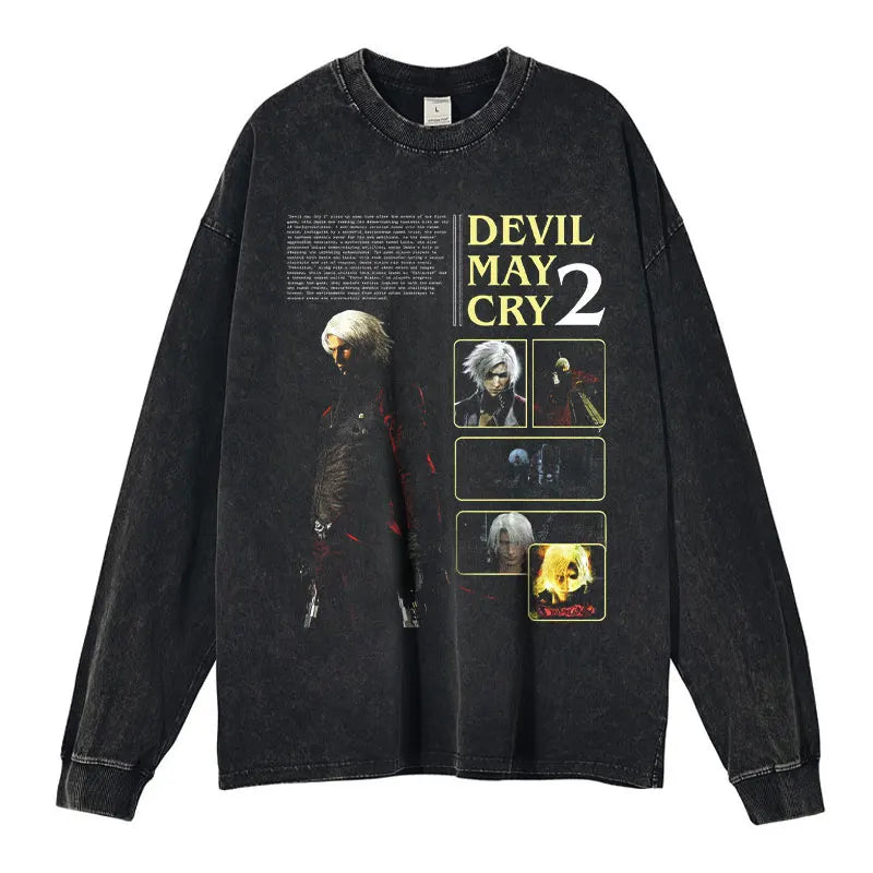 Devil May Cry Long Sleeve Shirt | Oversized Dante & Vergil Tee – Harajuku Style