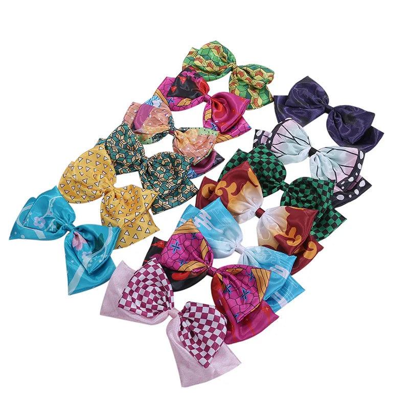 Shinobu & Nezuko Bow Hair Clips - Anime Cosplay Accessories for Women & Girls