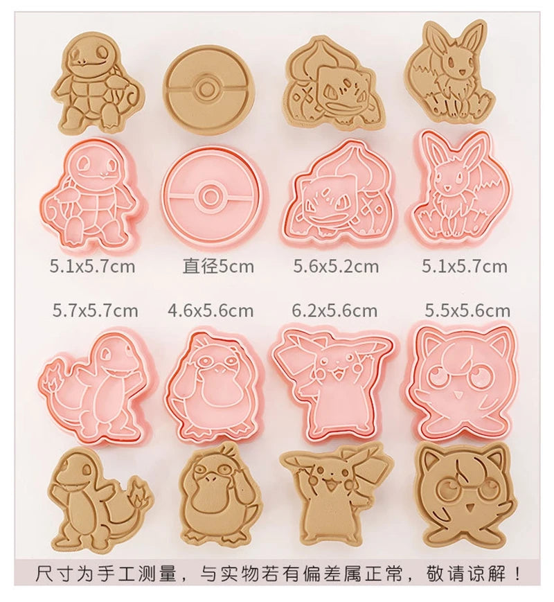 Pokémon Cookie Cutter Set | 8pcs Anime Moulds Pikachu, Squirtle & More