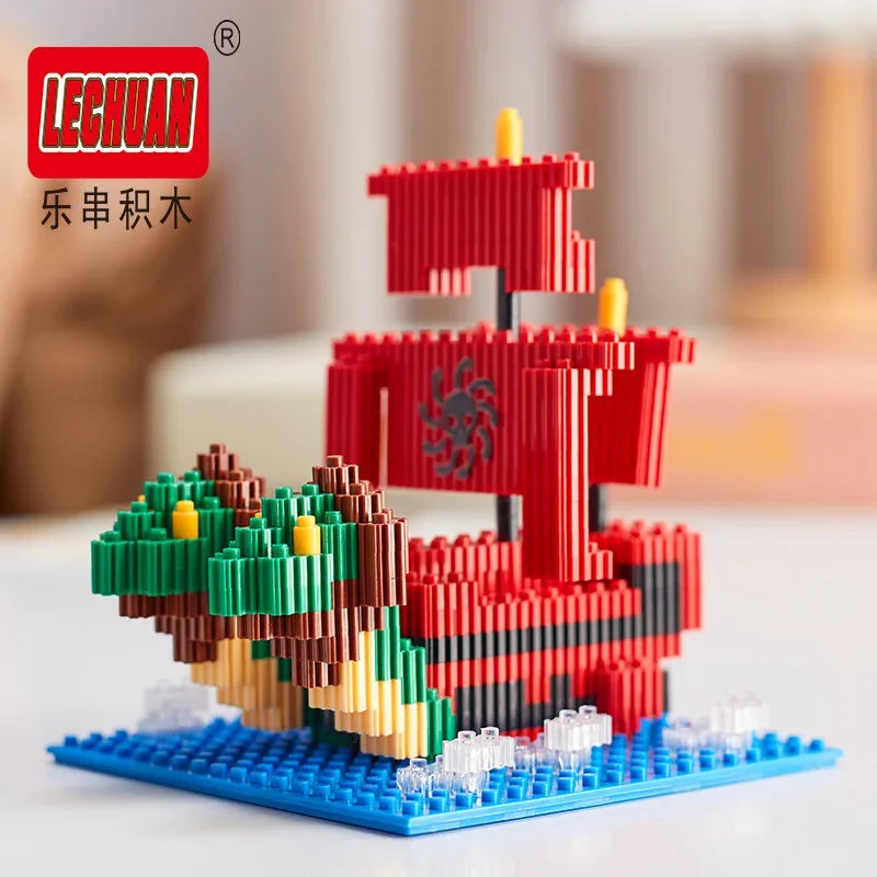 Thousand Sunny Micro Building Blocks Linkgo One Piece Pirate Ship Polortang Going Merry Connection Mini Bricks Figure Toys