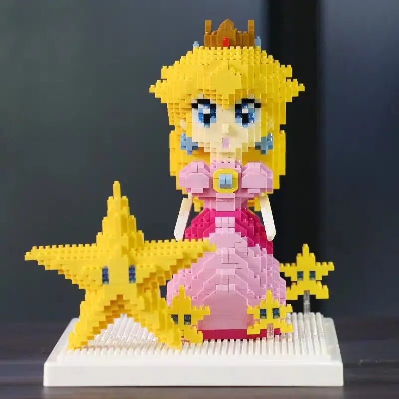 Herocross disney Peach Princess 2508pcs Super Micro Blocks Star Pink Girl Mini DIY Building Blocks Brick Toys For Children Gifts