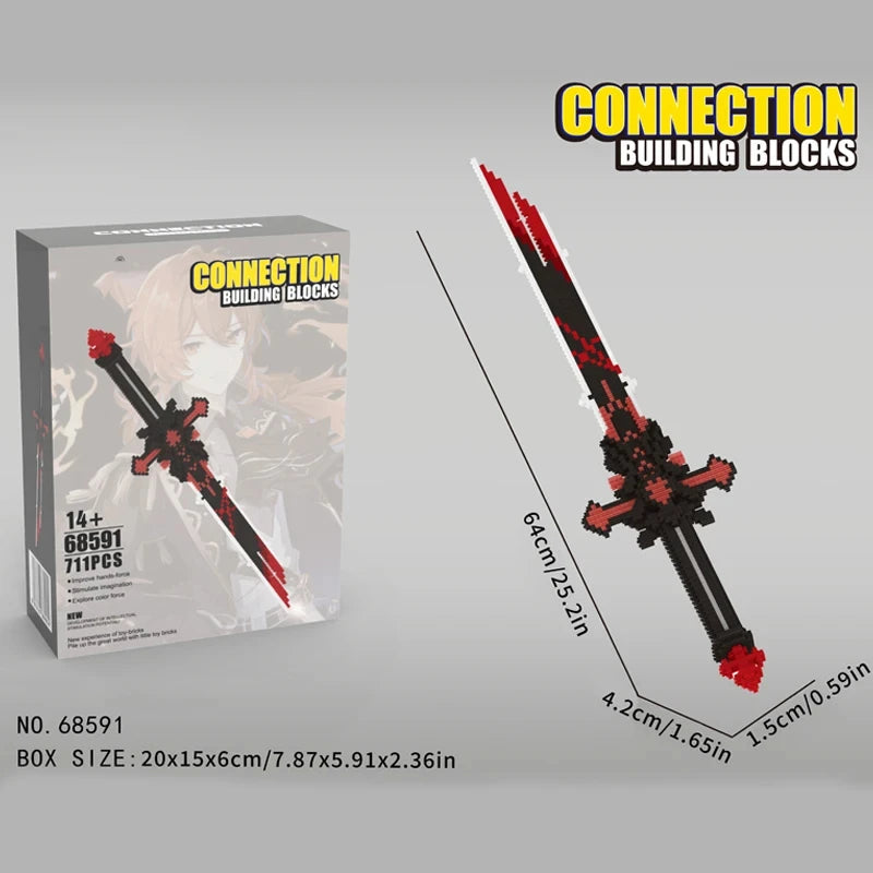 Samurai Sword Building Blocks Anime Ninja Weapon Model Diy Assembly Bricks Toys For Kids Idea Desktop Decoration Holiday Gifts