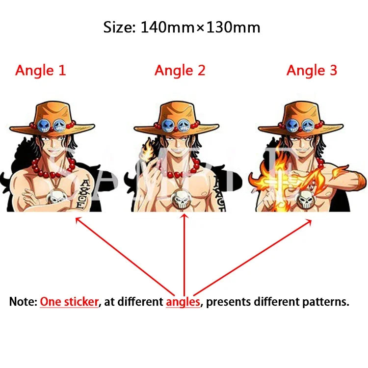 One Piece 3D Transform Sticker - Gear 5 Sun God Nika Luffy for Cars, Laptops & More