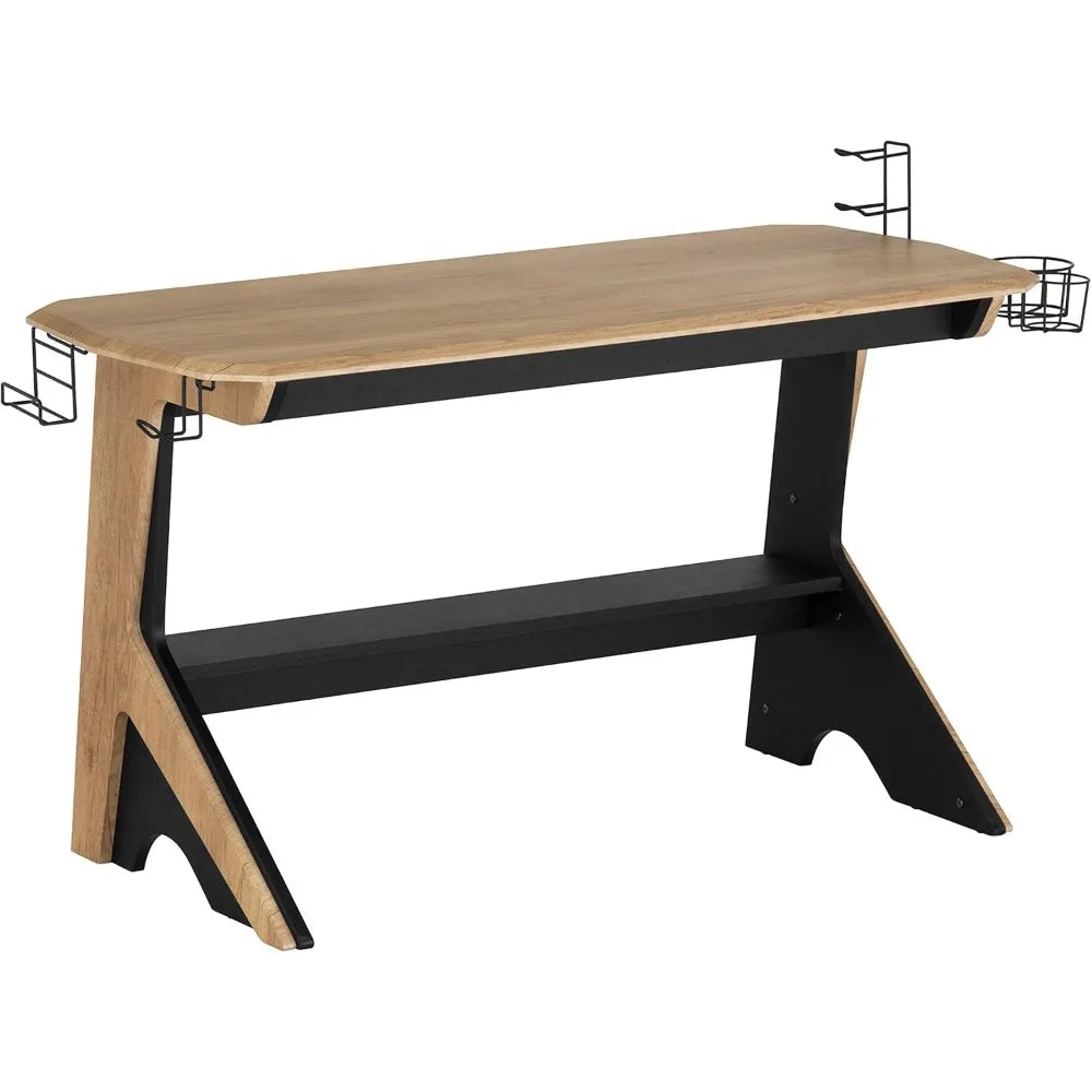 Home Office Computer Writing Desk Workstation with Two Cupholders and a Headphone Hook-Pine, 50" W x 22.5" D x 29.5" H