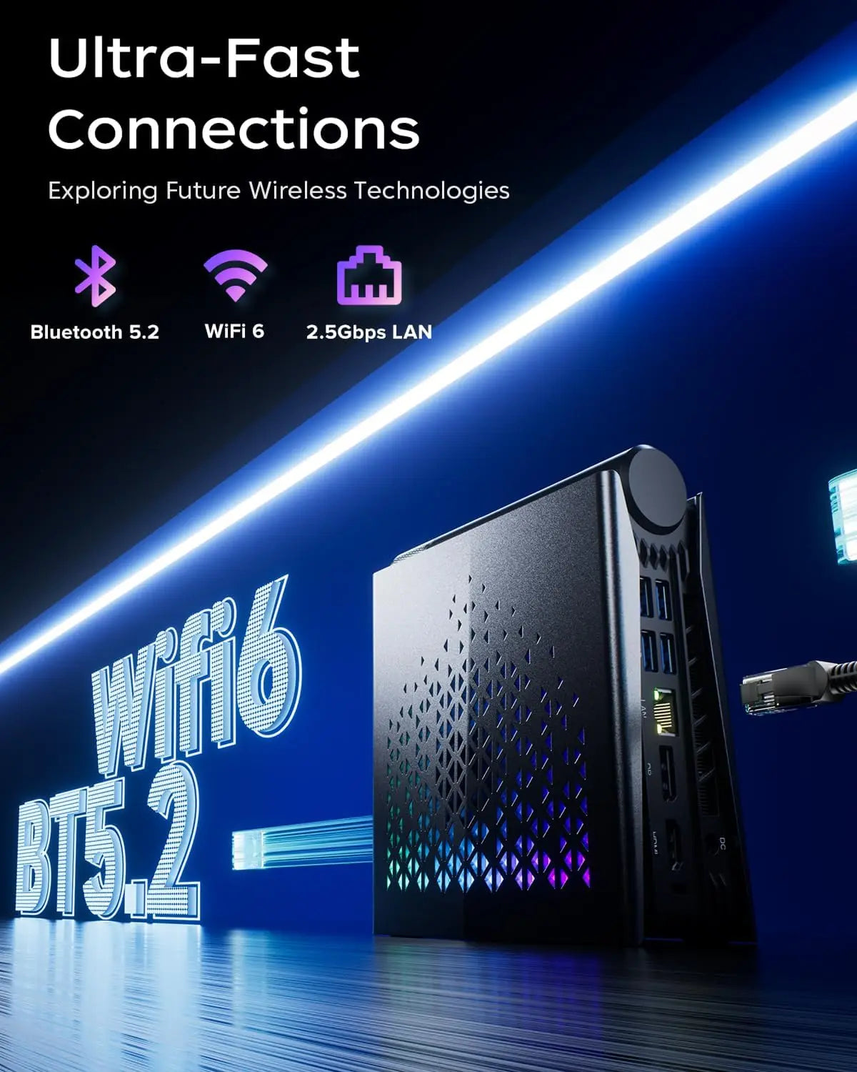 ACEMAGIC MINI PC AMD Ryzen 7 8745HS 32GB RAM 1TB SSD Windows 11 Pro MINI Computer Wifi6 BT5.2 With RGB Light 4K Triple Display