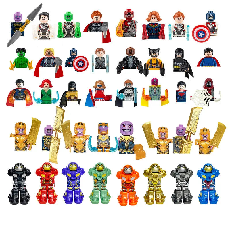 42 Pieces of Marvel Mini Building Block Dolls, Superhero Anime Figure, Thanos, Iron Man Spider Man DIY Building Block Toys Gifts