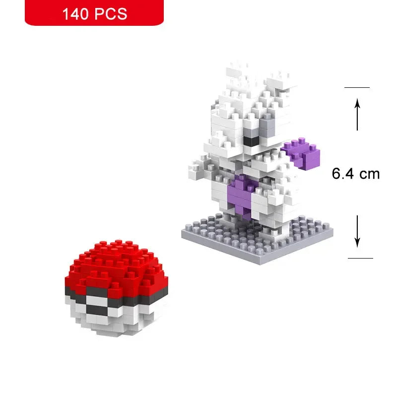 66pcs Pokemon Small Building Nanoblock Cartoon Pikachu Animal Model Education Game Graphics Pokemon Toys For Kids Birthday