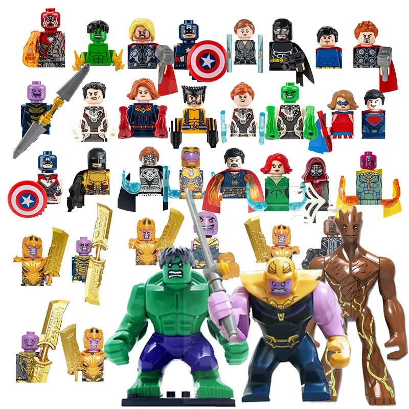 42 Pieces of Marvel Mini Building Block Dolls, Superhero Anime Figure, Thanos, Iron Man Spider Man DIY Building Block Toys Gifts