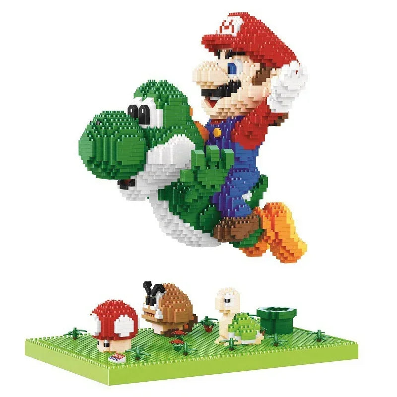 Children Toys Super Mario Action Figure Micro Building Blocks Cartoon Toys Marios Bros Birthday Gifts