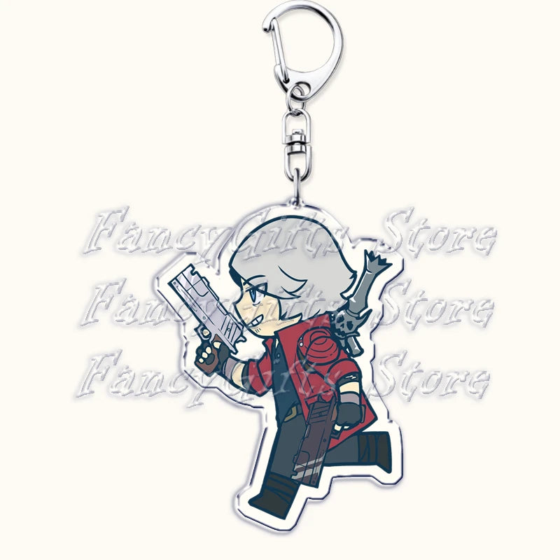 Calssic Demon Video Game Chibi Keychains for Accessories Bag Dante Vergil Nero Sparda Lady Trish V Keyrings Jewelry Gaming Gifts