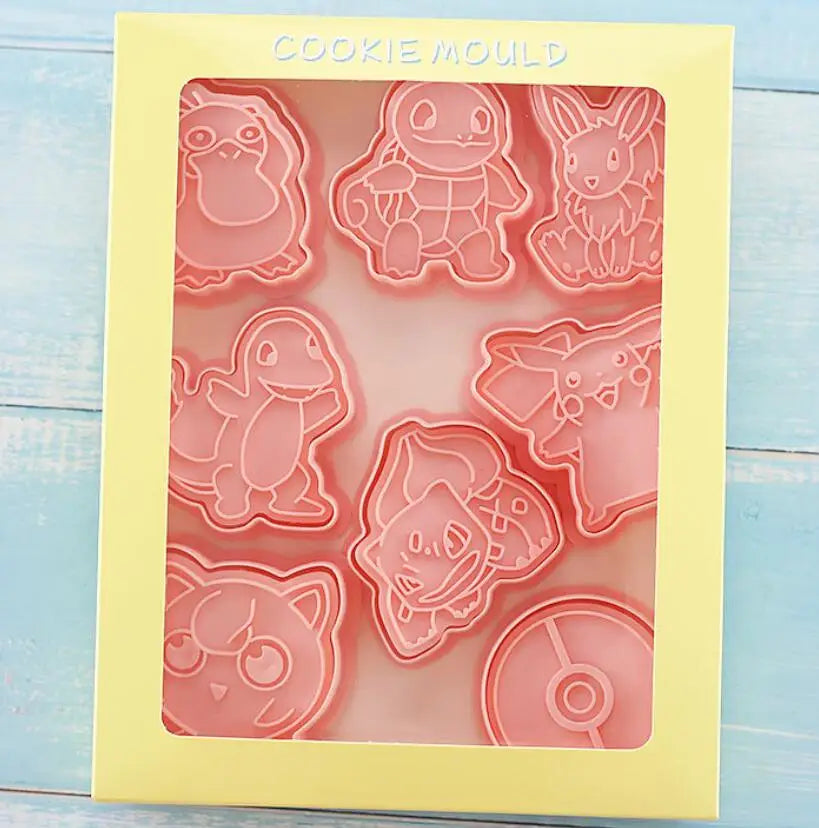 Pokémon Cookie Cutter Set | 8pcs Anime Moulds Pikachu, Squirtle & More