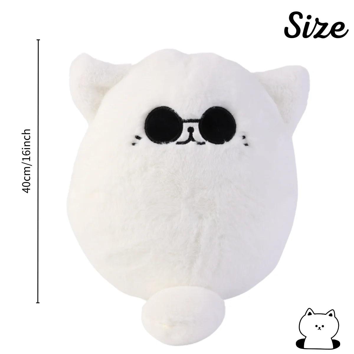 Soft Gojo Cat Plush Pillow - White Sunglasses Cat Stuffed Toy for Kids & Home Decor
