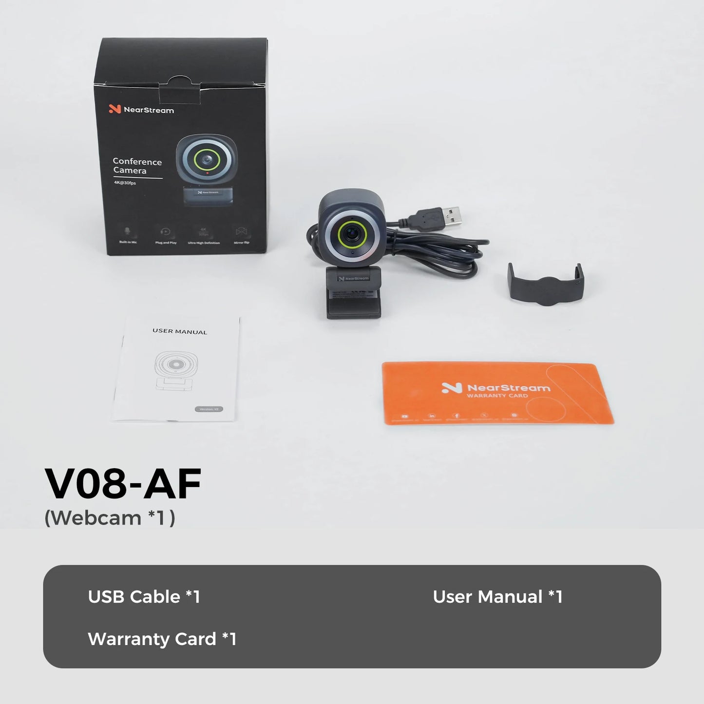 Nearstream 4K Webcam HDR 1080P@60FPS Noise Canceling Mic 45°-95°Adjustable FOV Auto Focus AI Framing for PC