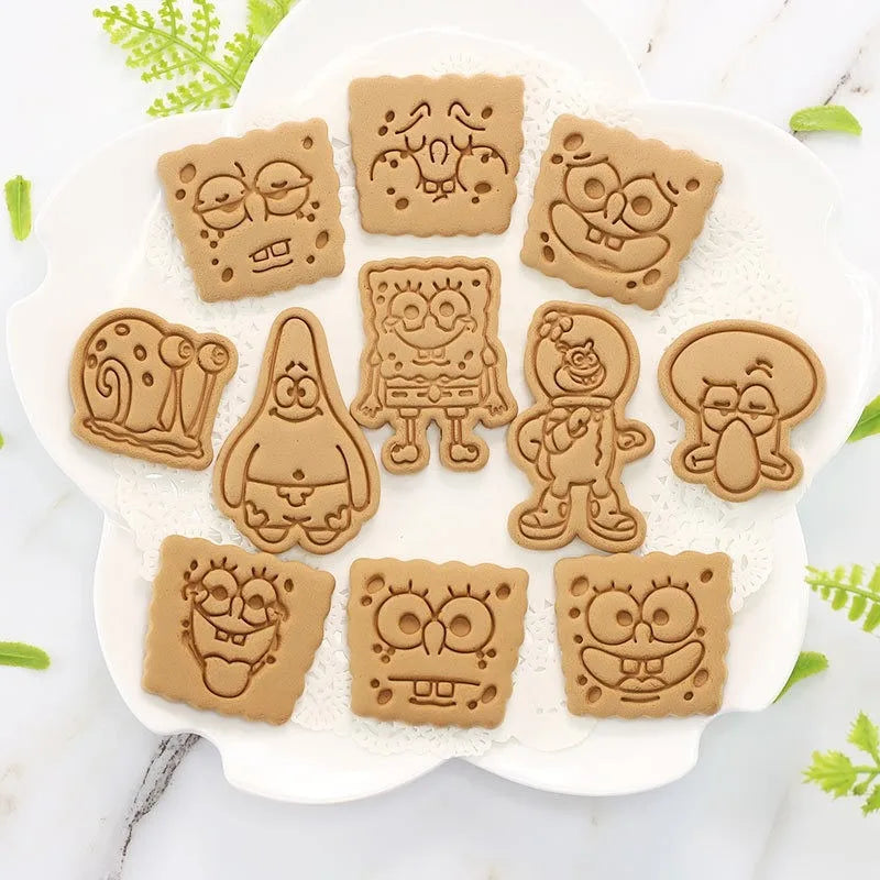SpongeBob Cookie Cutter Set | 3D Cartoon Biscuit Moulds for Kids & Parties