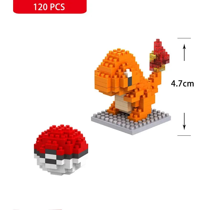 66pcs Pokemon Small Building Nanoblock Cartoon Pikachu Animal Model Education Game Graphics Pokemon Toys For Kids Birthday