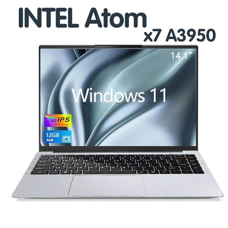 2025 Office Laptop Windows 11 intel i7-7500U/Intel Atom x7 A395014.1" Notebook Computer 4K HD 12GB RAM 1/2TBSSD