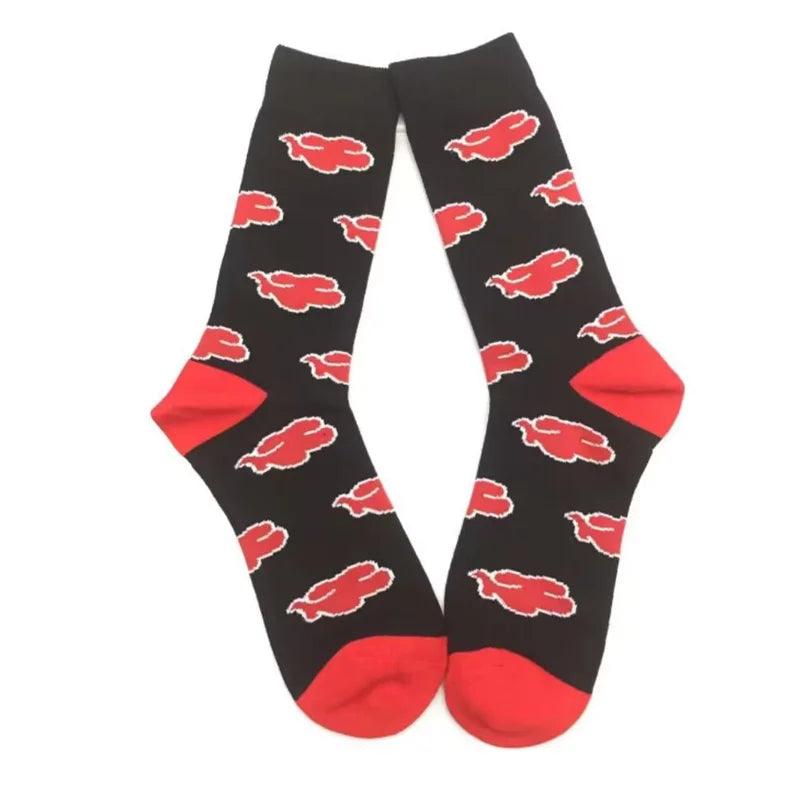 Akatsuki Red Cloud Socks - High-Quality Anime Cotton Socks for Cosplay, Halloween & Everyday Wear