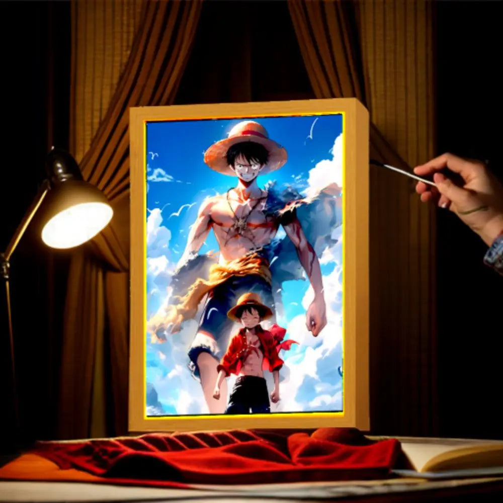 One Piece LED Light Painting – Zoro & Luffy Moon Lamp for Anime Fans