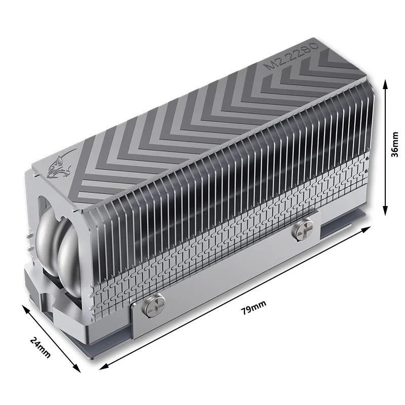 COOLLEO M.2 2280 NVMe SSD Heat Sink 2 heat pipes SSD Cooler With 14.8W/mk Thermal Pad