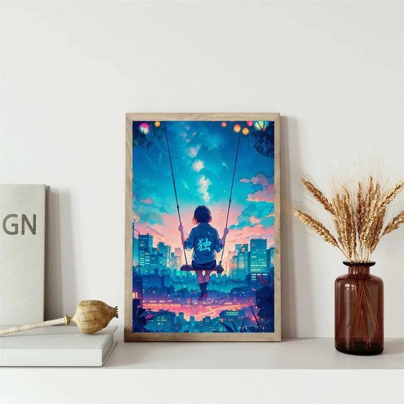 Dive into the Dazzling Neon Underworld of a Japanese Anime City with this Stunning Canvas Print! - Rexpect Nerd