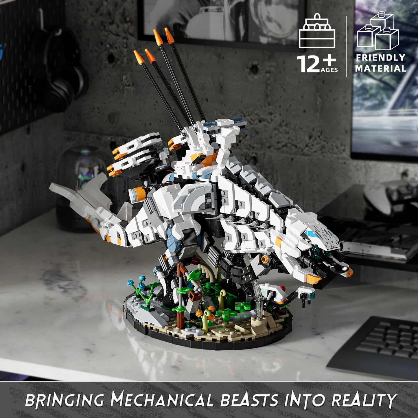 MOC Horizon Game Thunderjaw Mechanical Beast Building Blocks Model Forbidden West Game Thunder Fang Monster Bricks Toys DIY Gift
