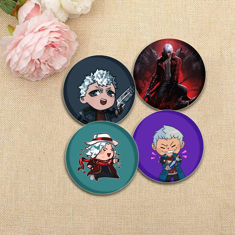 58mm Game Anime Devil May Cry Brooches Dante Cartoon Badge HD Print Handmade Pins for Backpack Accessories Clothes Decoration
