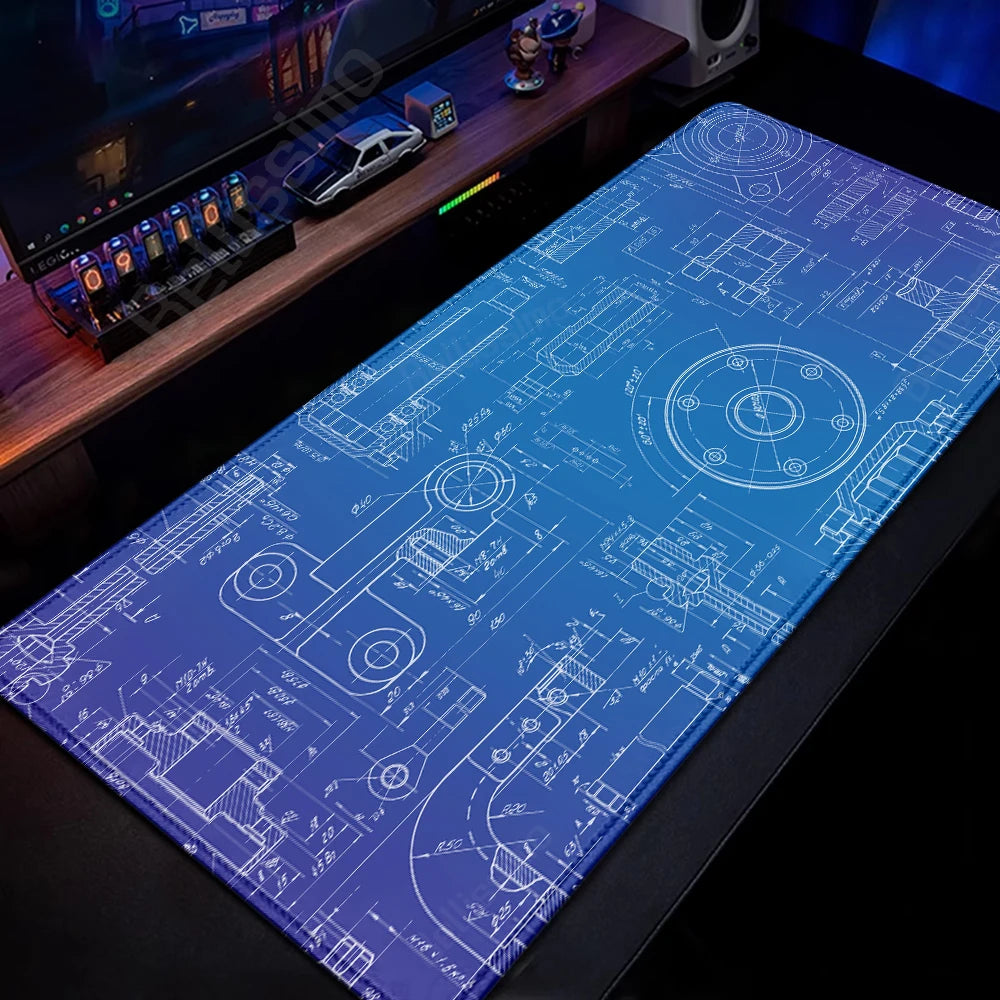 Mouse Pad Gaming Accessory Mechanical Drawing Large HD Mousepad XXL MousePad Natural Rubber Carpet Non-Slip Table Mat Office Rug