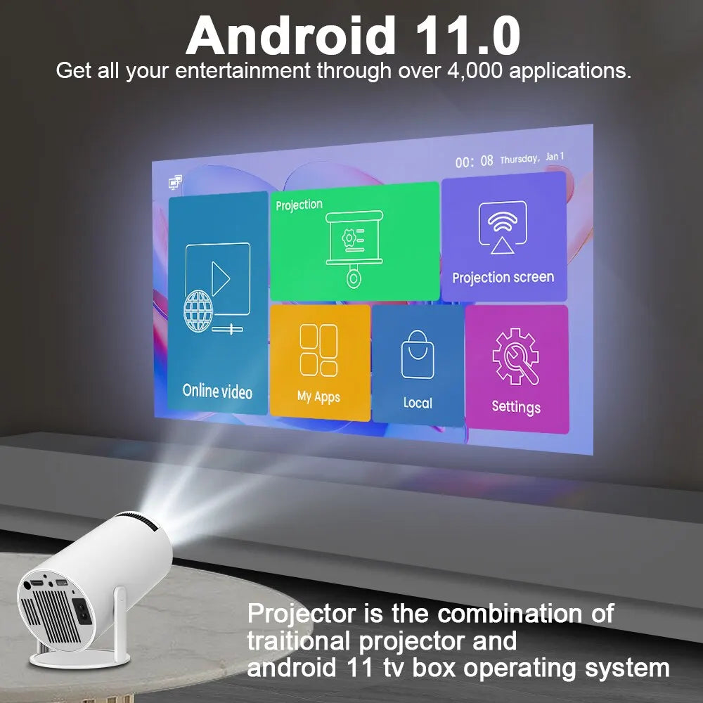 Magcubic 4K Android 11 Projector – Portable Home Cinema with WiFi6, Bluetooth 5.0, and Auto Correction