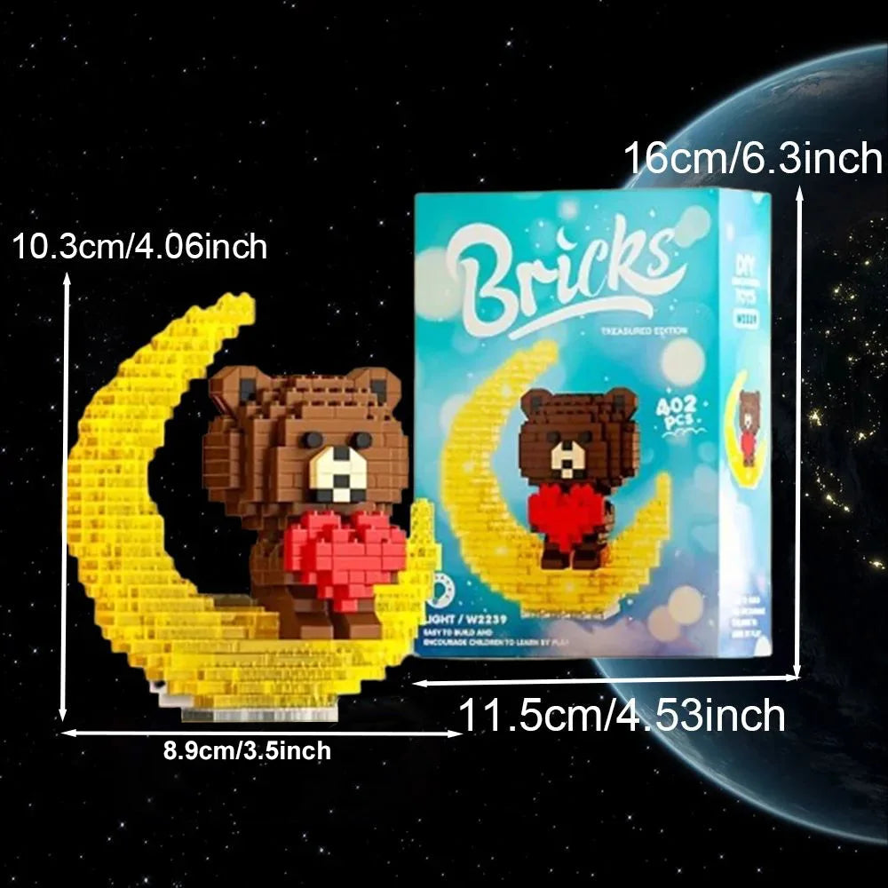 Cute Bear Light-Up Building Blocks - The Perfect Educational Birthday Gift for Friends!(NO base)