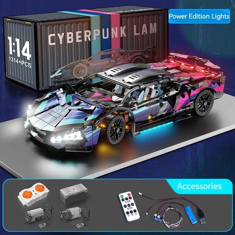 1314Pcs Technical Racing Sport Car 67128 Model Building Blocks Lamborghini Hypercar Racing Car Model Toys Kid Adult Gift