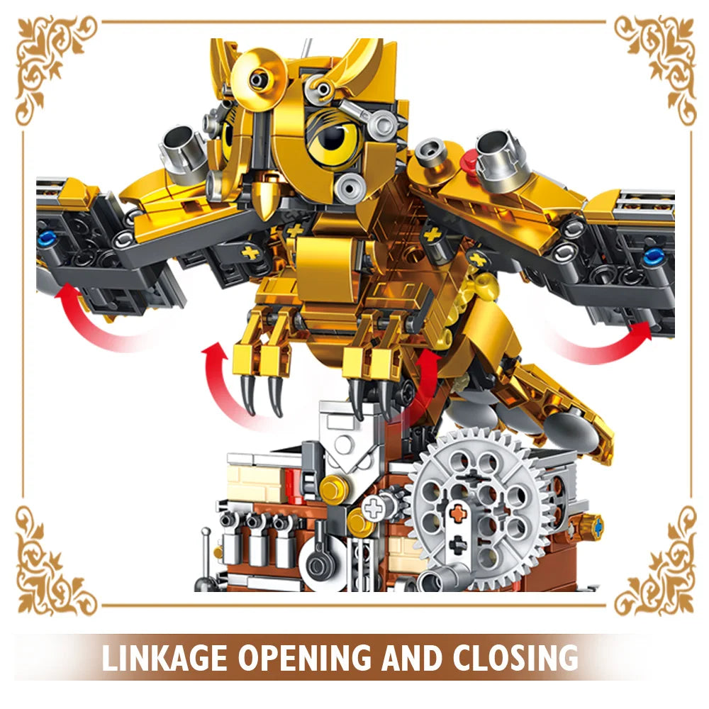 636PCS New Ideas Mechanical Owl Building Block Set Bird Animal Idea Rotatable Model Building Creativity Gifts for Kids Adults