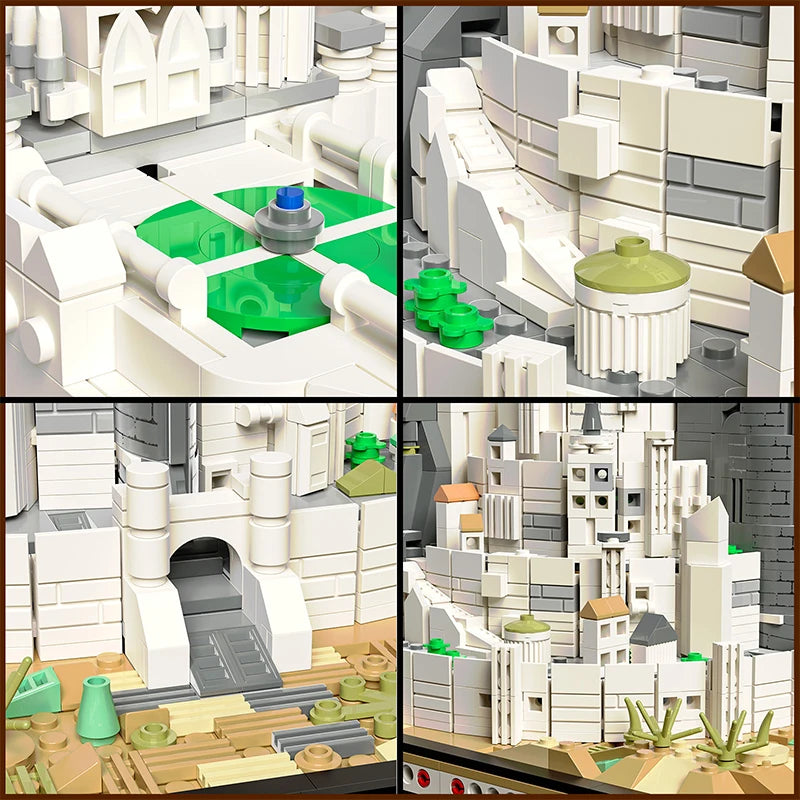 The Rings Minas White City Tirith Street View Assembly Model Building Block Movie Scene Architecture Puzzle Toys For Boys Gifts