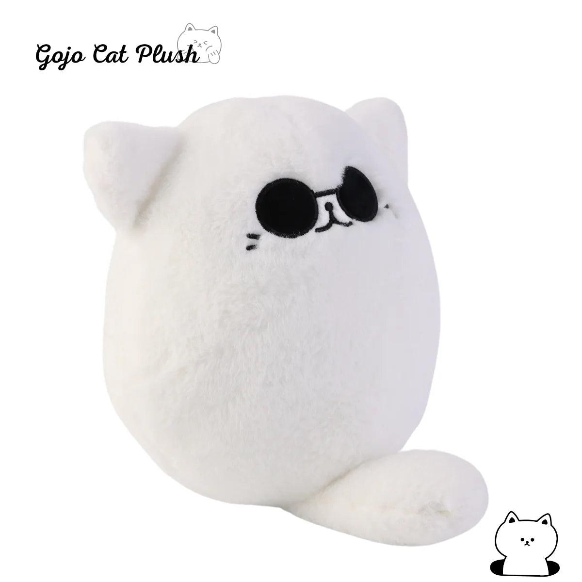Soft Gojo Cat Plush Pillow - White Sunglasses Cat Stuffed Toy for Kids & Home Decor