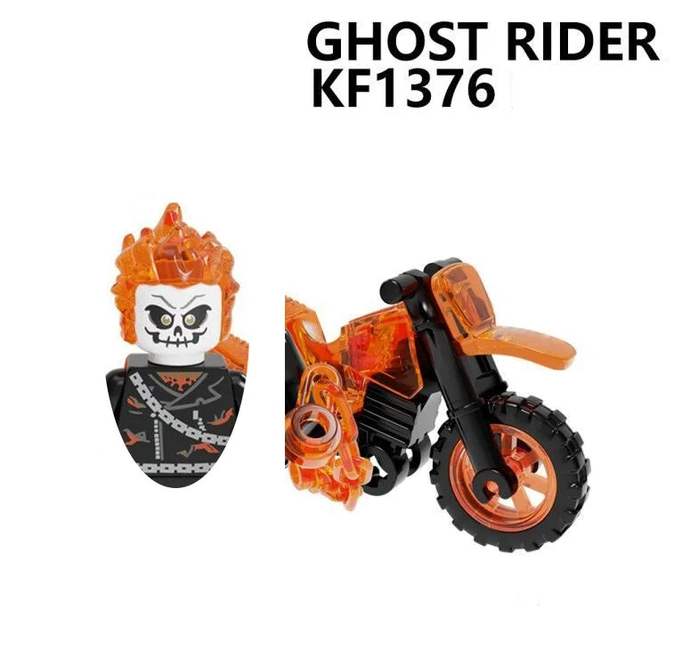 New Moc Ghost Rider With Motorcycle Building Blocks Mini Action Figure Toys