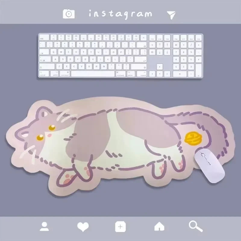 XXL Large Cute Furry Mouse Pad Kawaii Kitty Cats Mouse Mat 70x30cm Gamer Desk Carpet Anime Mousepad Gaming Accessories Play Mats