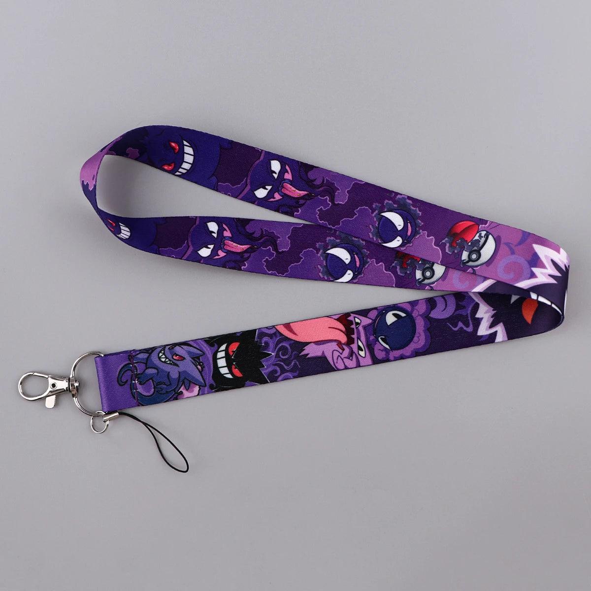Cute Gengar Credential Holder - Anime Lanyard with Keychain & Card Badge Holder