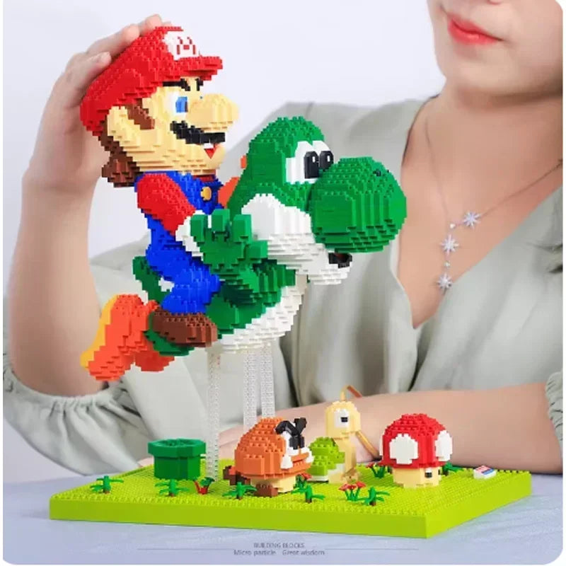 Children Toys Super Mario Action Figure Micro Building Blocks Cartoon Toys Marios Bros Birthday Gifts