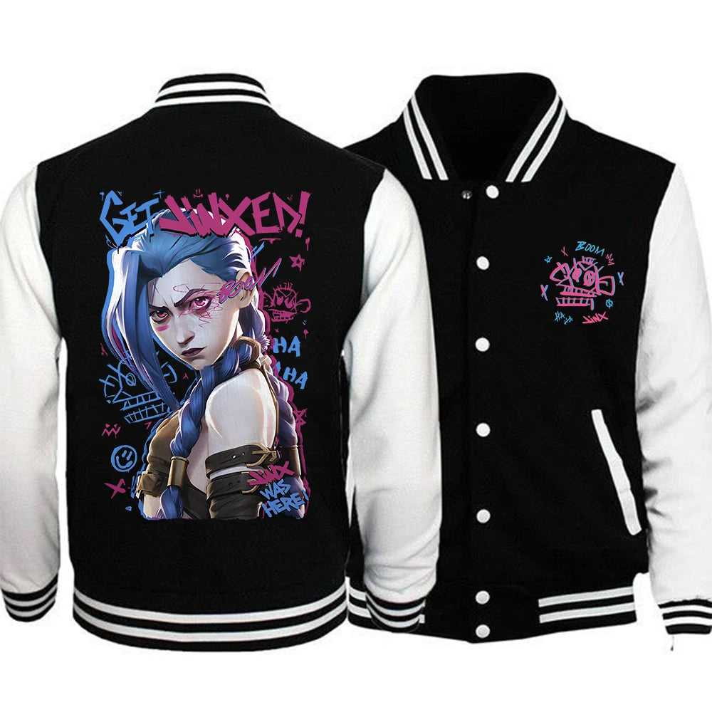Arcane Jinx Baseball Jacket Hoodie - Harajuku Style for Women & Men