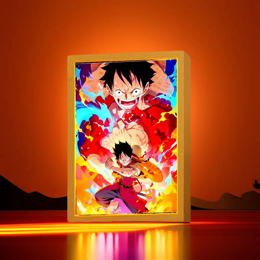 One Piece LED Light Painting – Zoro & Luffy Moon Lamp for Anime Fans