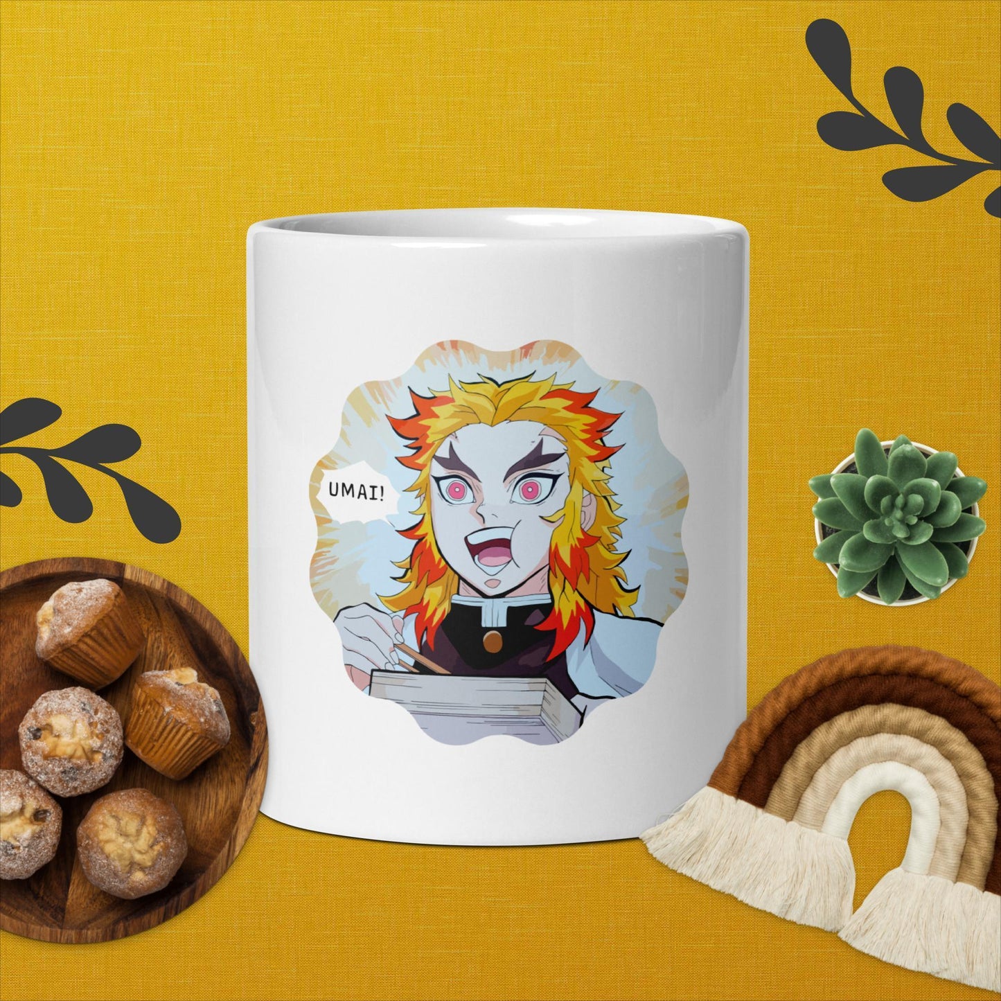 UMAI! Replicate Rengoku's Passion with this white glossy mug - Rexpect Nerd